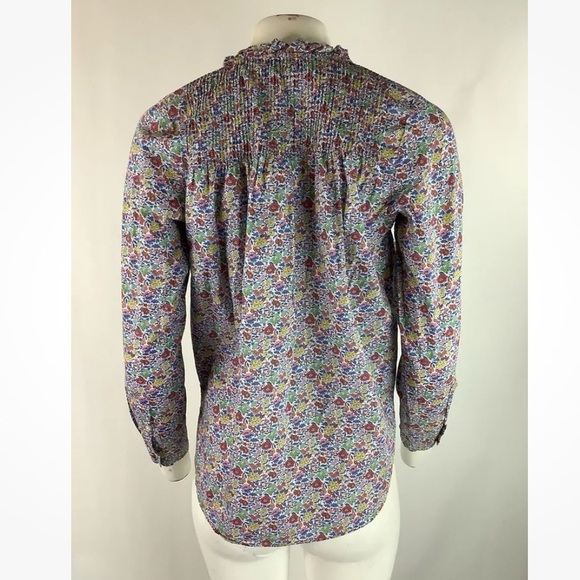 J Crew Liberty Fabric Sz 0 Mock Neck Top In Ditsy Floral Print Multicolor - Picture 4 of 5